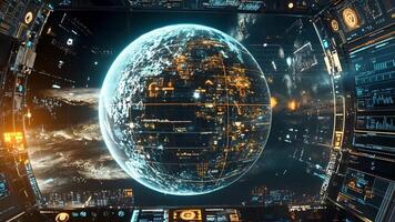 Planet Earth Transformed, A breathtaking view of Earth from space reveals a network of interconnected cities, glowing with energy. video