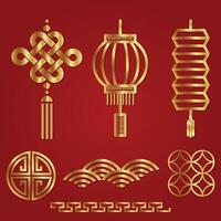 Ornament pack chinese new year element gold vector