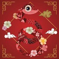 Happy Lunar year with snake character vector