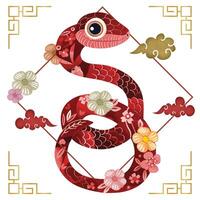 cute snake character lunar year vector