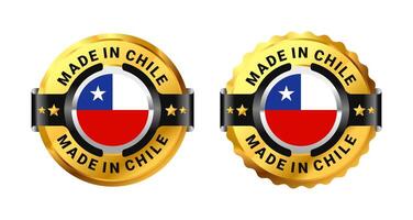 Made in Chile icon a gold circle with a picture of a flag in the middle. For icon, sign, stamp, badge, logo, label, mark, symbol, Banner etc. Modern and minimalist. Illustration vector