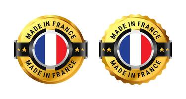 Made in France icon a gold circle with a picture of a flag in the middle. For sign, stamp, badge, logo, label, mark, symbol, Banner etc. Modern and minimalist. Illustration vector