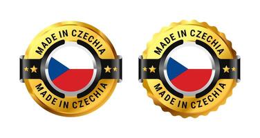 Made in Czechia icon a gold circle with a picture of a flag in the middle. For sign, stamp, badge, logo, label, mark, symbol, Banner etc. Modern and minimalist. Illustration vector