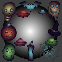 Halloween Icons on a Dark Background vector