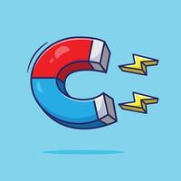 Horseshoe magnet magnetic tools equipment idea with two lightning illustration object vector