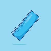 hand drawn blue ruler cartoon illustration icon symbol object. Measuring instrument colorful ruler vector
