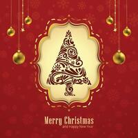 Beautiful merry christmas greeting card template vector
