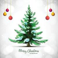 Realistic christmas tree card celebration background vector