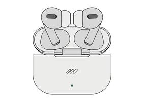 Wireless headphones with charging case flat design isolated on white background vector