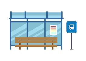 Bus stop station flat design isolated on white background vector