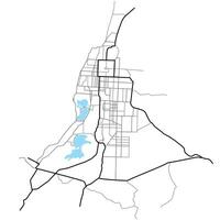 City map of Mandalay. Line scheme of roads. Town streets on the plan. Urban environment with river and forest and parks, architectural background vector