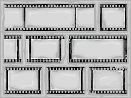 Grunge film strip border frame. Camera roll vintage design. Photo album, place for negative pictures with grunge effect. Retro scratched background vector