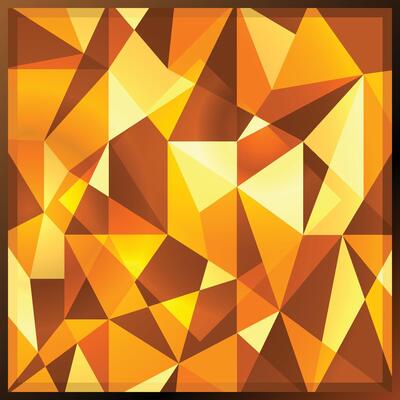 Square yellow gem topaz in golden frame. Shiny citrine precious gemstone background. Abstract apatite beautiful gemstone texture in deep and sparkling shades of golden brown