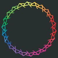The spectral circle pattern. Lace ornament with rainbow colors. Rounded border frame. Multi color ring background vector