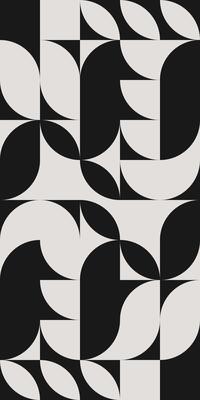 Simple geometric abstract pattern with simple shapes in black and white colors. Geometric graphics composition in Bauhaus style design