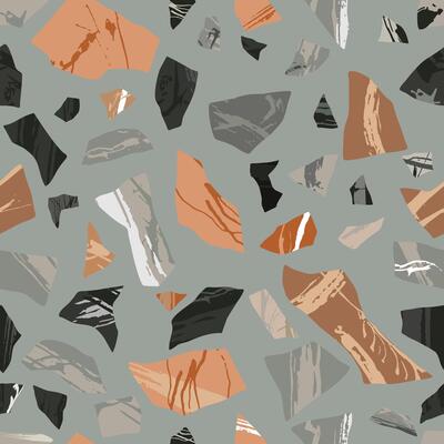 Texture of terrazzo floor, abstract colorful seamless pattern. Marble tile surface area. Stone colored mosaic on gray background