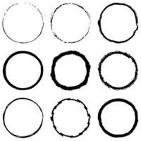 Set of grunge circles. Damage round grunge shape silhouette. Circle distressed grunge texture. Texture Stamp vector