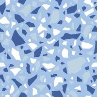 Mosaic floors of marble chips. Floors terrazzo, polymer mosaic seamless pattern. Abstract blue and white background vector