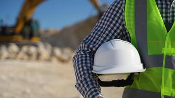 Engineer geologist with helmet in hand video