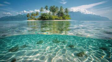 Tropical Island With Palm Trees and Crystal Clear Water photo