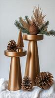 A decorated Christmas tree stands proudly in a serene room filled with soft light photo