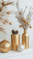 A decorated Christmas tree stands proudly in a serene room filled with soft light photo