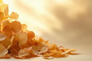 Autumn leaves arranged on a textured surface creating a seasonal decoration photo