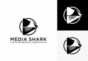 Shark fin illustration icon logo for media products. vector