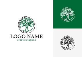 Tree technology logo illustration template. Business icon of innovative digital technology concept. vector