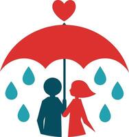 A couple under an umbrella with rain drops vector