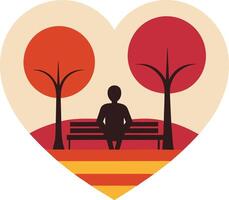 A man sitting on a bench in front of a tree vector