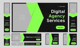 Trendy digital agency services web set banner design, Online marketing agency web bundle banner design, fully customizable eps 10 file format vector