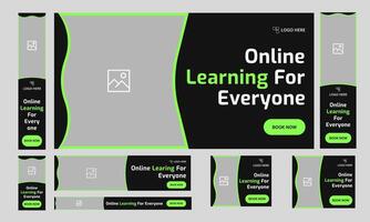 Trendy online learning web set banner design for social media post, minimal learning web bundle banner template design, editable eps 0 file format vector