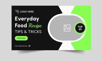 Editable food recipe tips and tricks thumbnail banner template design, daily food review techniques thumbnail banner design, fully editable eps 10 file format vector