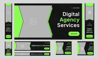 Trendy digital agency web set banner design for social media post, digital marketing web bundle banner design, fully customizable eps 10 file format vector