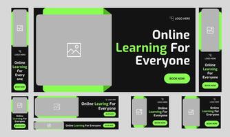 Editable online learning web set banner template design, education system web bundle banner design, fully customizable eps 10 file format vector