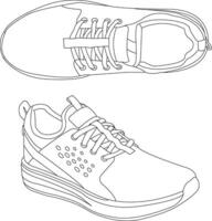 Shoes sneaker outline drawing symbol icon Set of sneaker icon, shoe icon collection vector
