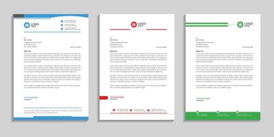 Letterhead template design set to color variation with white background vector