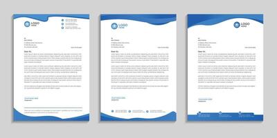 Professional letterhead template design set with blue color gradient vector