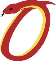 Illustration of Abstract Snake Shaped Number 0 for Snake Year in Red and Yellow, Lunar New Year Number Symbol vector