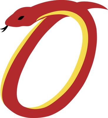 Illustration of Abstract Snake Shaped Number 0 for Snake Year in Red and Yellow, Lunar New Year Number Symbol