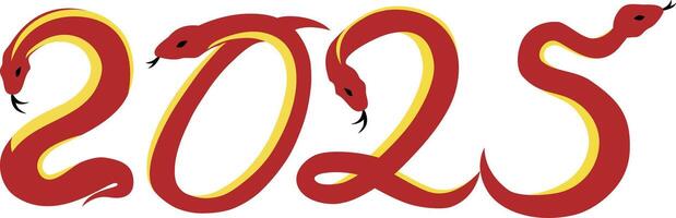 2025 Year of the Snake Graphic Design. Illustration of Lunar New Year Abstract Numbers Shaped by Snake vector