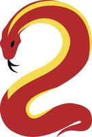 Illustration of Abstract Snake Shaped Number 2 for Snake Year in Red and Yellow, Lunar New Year Number Symbol vector
