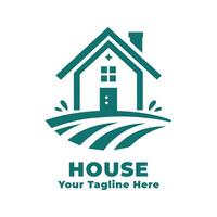 House Logo Simple Illustration With Blue Concept vector