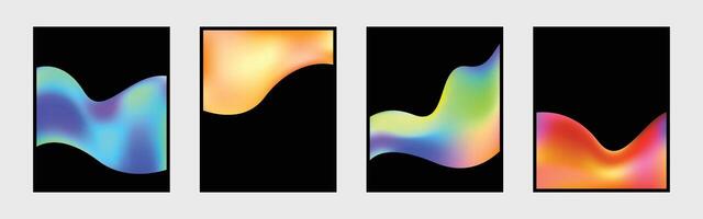Fluid colorful gradient background template set. Modern liquid color gradation cover design bundle. Suitable for poster, banner, or social media template. vector