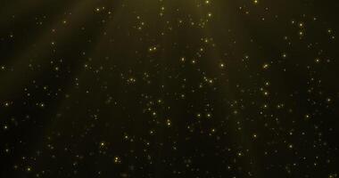 Golden luxury bokeh on particles floating in the air. Dust and glitter particles background. Black background , Use blending mode screen. Loop Animation video