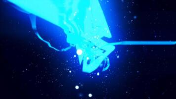 Intense blue electric lightning energy beam in dark space, symbolizing powerful energy, futuristic technology, and movement background video