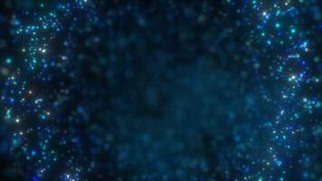Abstract background with shimmering blue lights and particles creating a dreamy, cosmic atmosphere. Ideal for digital and tech-themed designs, video