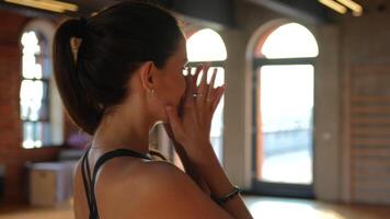 Sporty Girl Poses Confidently in Gym, Inspiring Viewers to Stay Fit and Active video