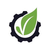 leaf gear icon logo design template vector